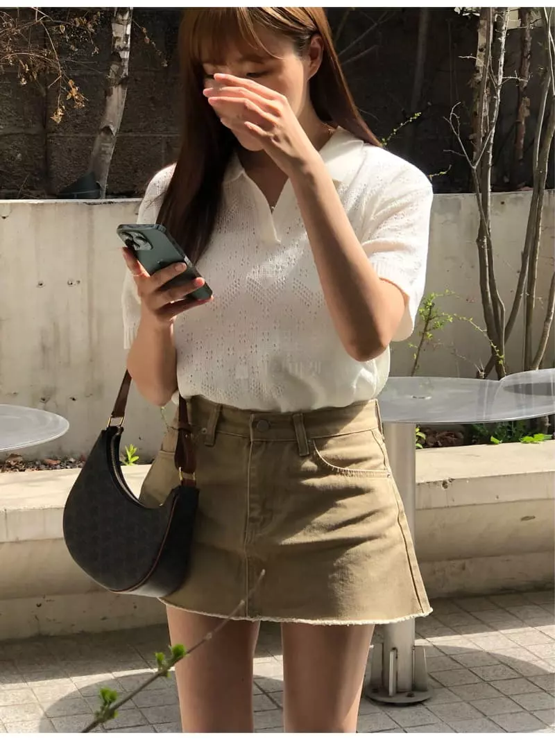 A Want - Korean Women Fashion - #momslook - Wiv Knit Tee - 7