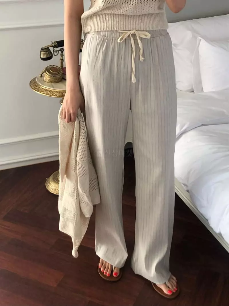 A Want - Korean Women Fashion - #restrostyle - Linen Stripes Pants - 7