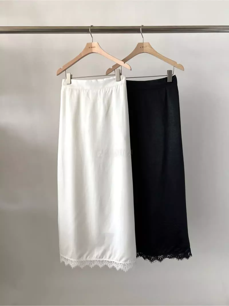 A Want - Korean Women Fashion - #romanticstyle - Shatin Lace Skirt - 10