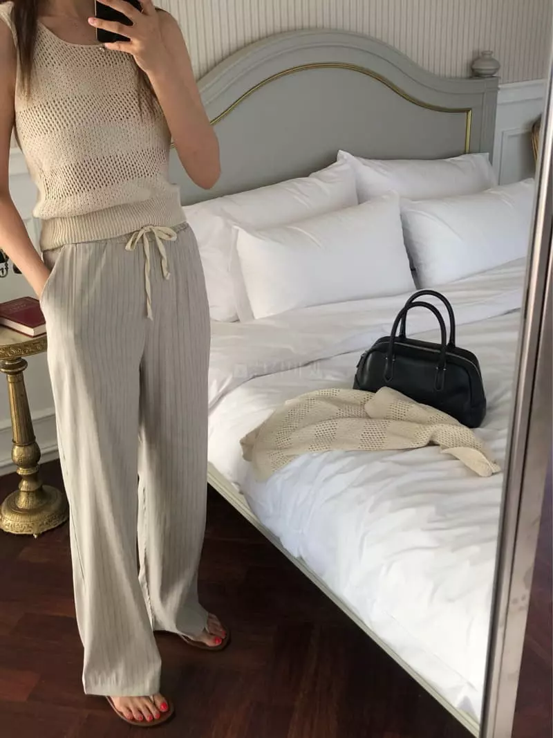 A Want - Korean Women Fashion - #romanticstyle - Linen Stripes Pants - 8