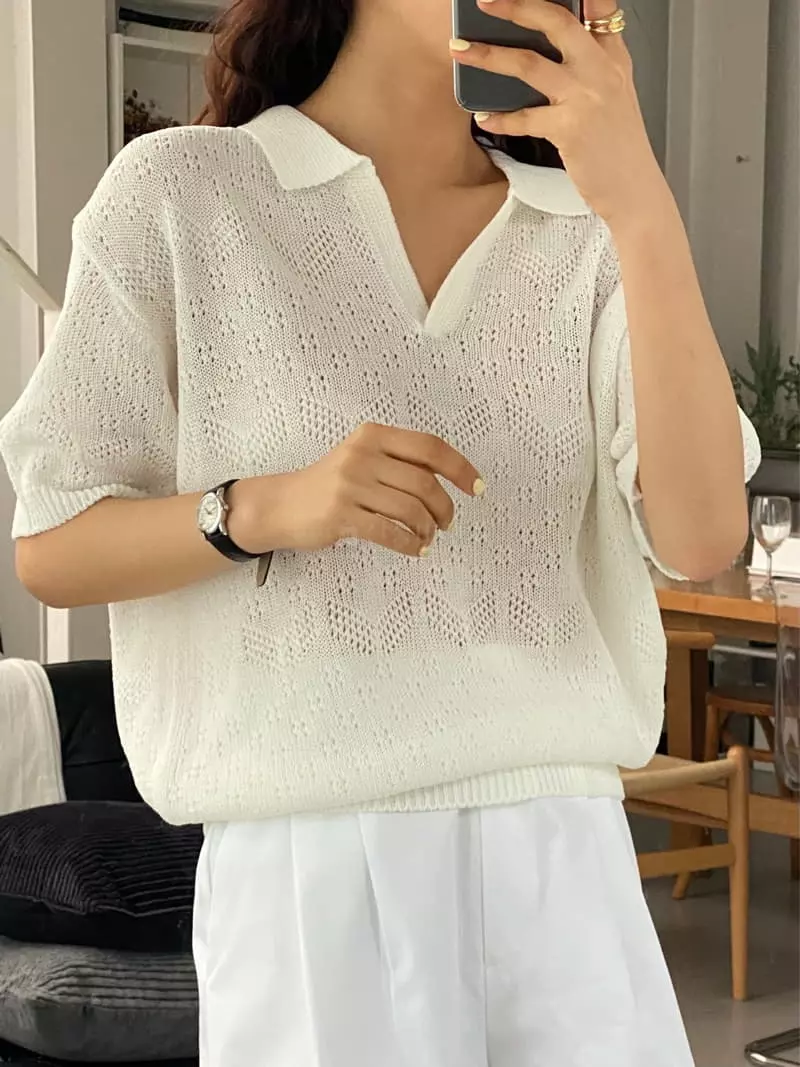 A Want - Korean Women Fashion - #vintagekidsstyle - Wiv Knit Tee - 11