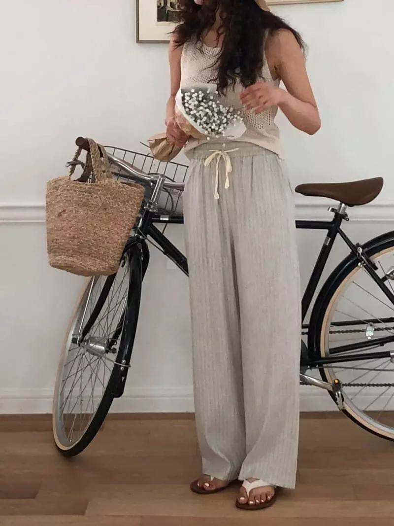 A Want - Korean Women Fashion - #vintagekidsstyle - Linen Stripes Pants - 5