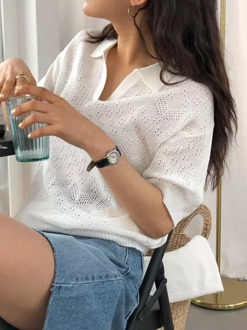 A Want - Korean Women Fashion - #womensfashion - Wiv Knit Tee - 9