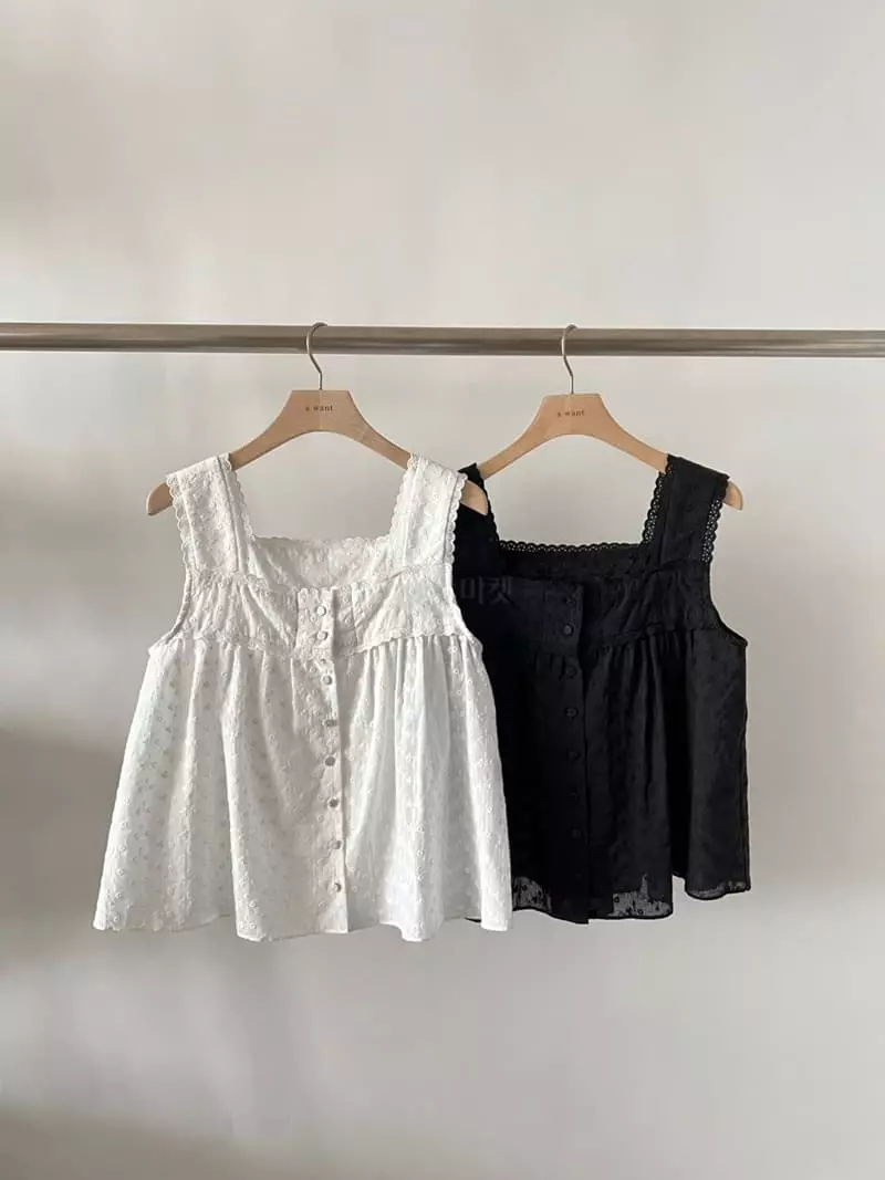 A Want - Korean Women Fashion - #womensfashion - Solar Lace Sleevelss - 3