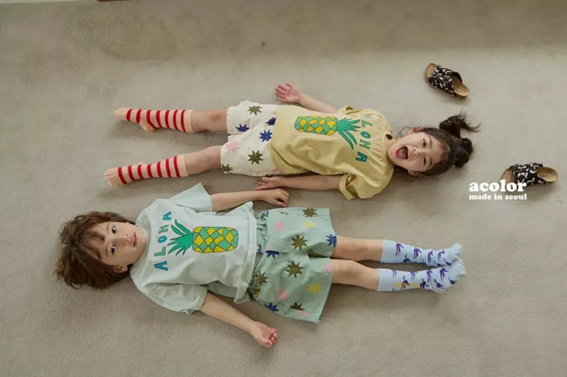 Acolor - Korean Children Fashion - #kidsshorts - Pineapple Tee - 11