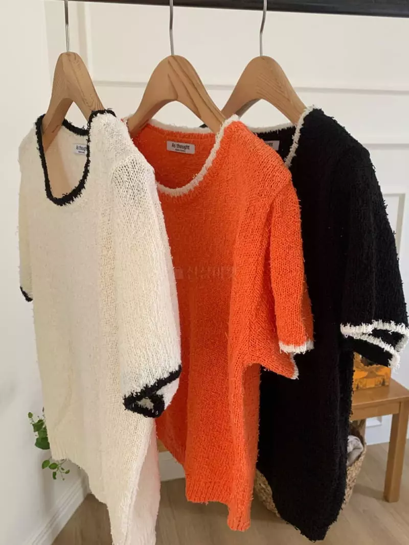 As Thought - Korean Women Fashion - #momslook - Peach Color Knit Tee - 10