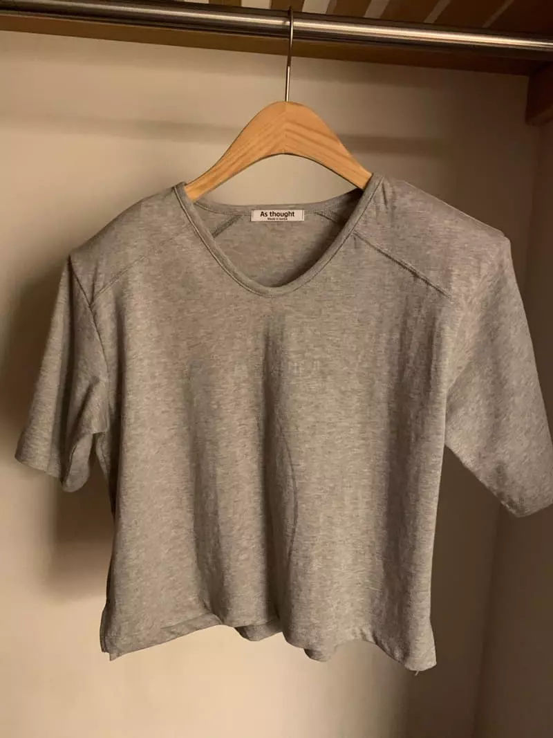 As Thought - Korean Women Fashion - #momslook - Pad Crop Tee - 10
