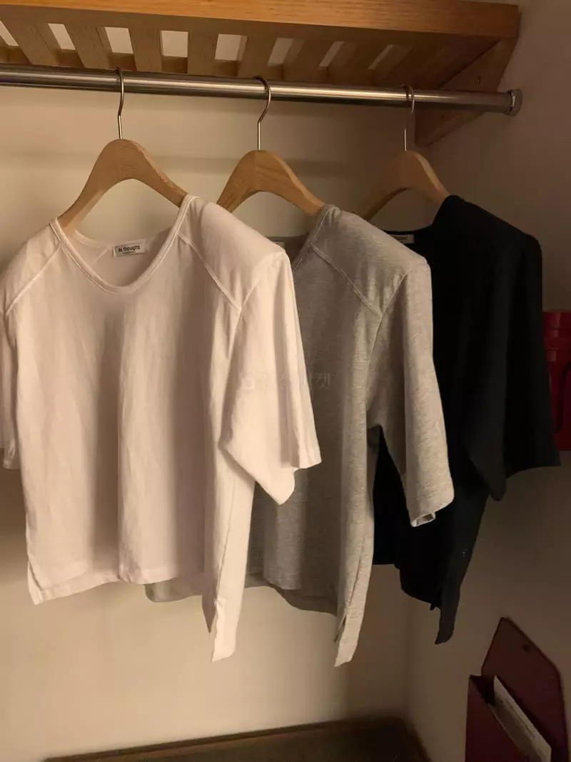 As Thought - Korean Women Fashion - #momslook - Pad Crop Tee - 8