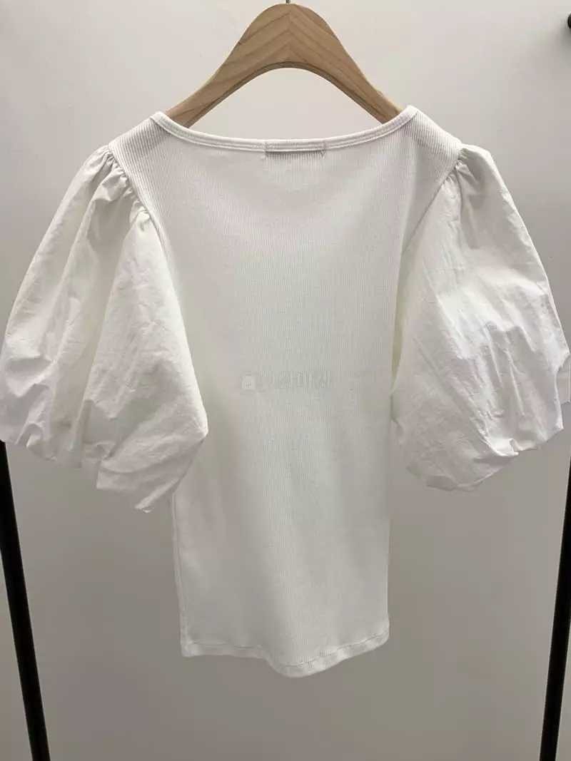 As Thought - Korean Women Fashion - #momslook - Tulip Square Neck Tee - 11