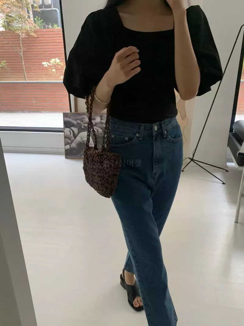 As Thought - Korean Women Fashion - #momslook - Tulip Square Neck Tee - 5