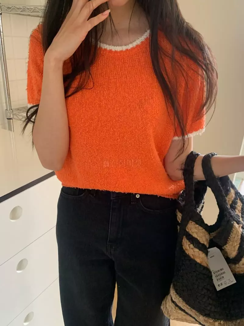 As Thought - Korean Women Fashion - #romanticstyle - Peach Color Knit Tee - 6
