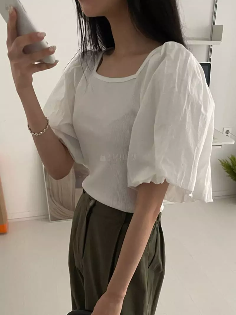 As Thought - Korean Women Fashion - #romanticstyle - Tulip Square Neck Tee