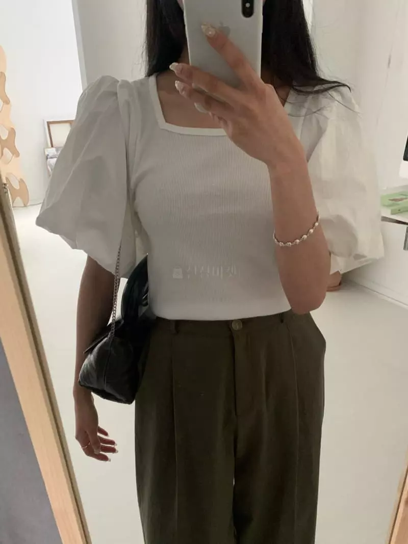 As Thought - Korean Women Fashion - #thatsdarling - Tulip Square Neck Tee - 3