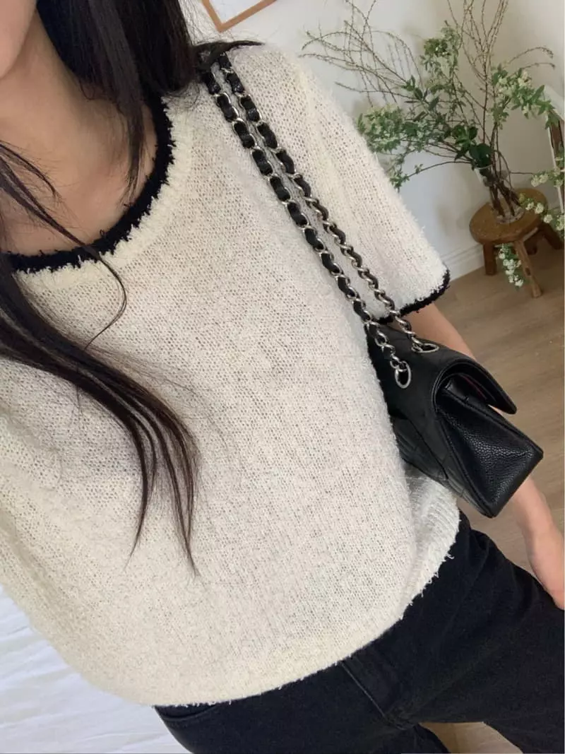 As Thought - Korean Women Fashion - #womensfashion - Peach Color Knit Tee
