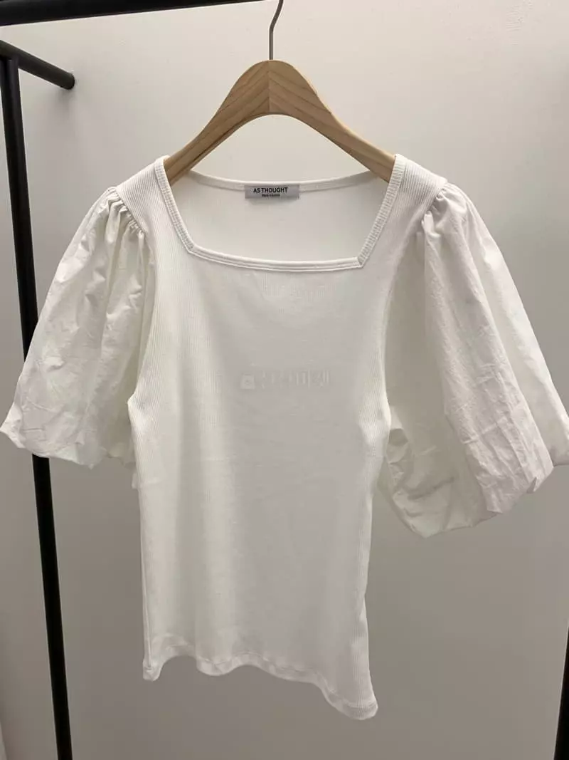 As Thought - Korean Women Fashion - #womensfashion - Tulip Square Neck Tee - 10