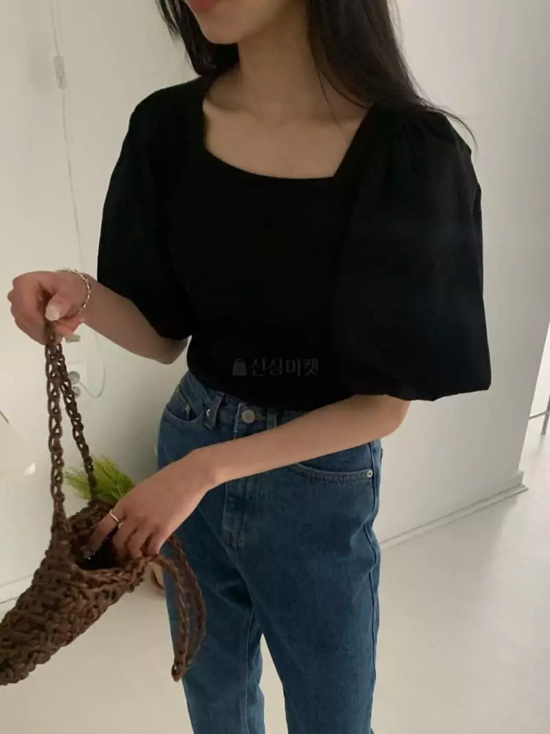 As Thought - Korean Women Fashion - #womensfashion - Tulip Square Neck Tee - 6