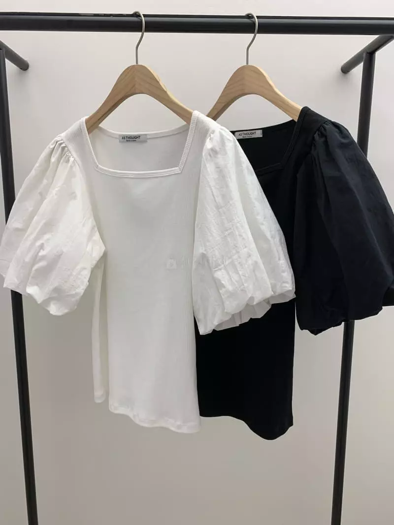 As Thought - Korean Women Fashion - #womensfashion - Tulip Square Neck Tee - 8