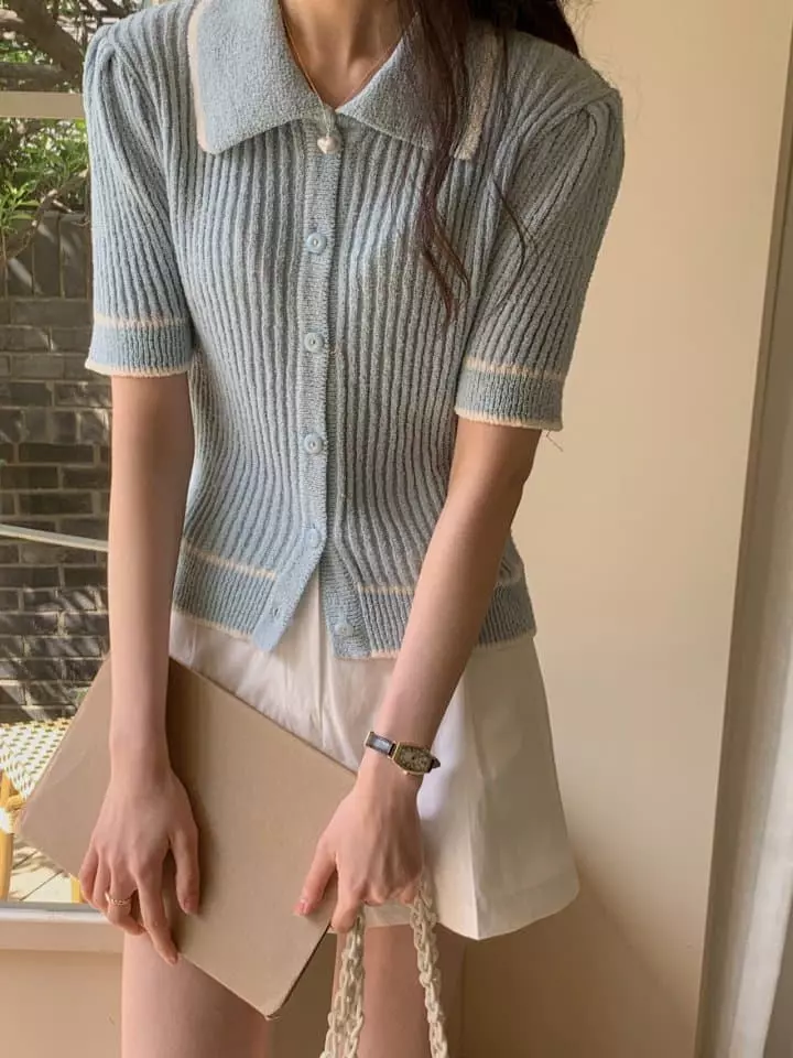 Atthismoment - Korean Women Fashion - #momslook - Collar Knit Cardigan - 6