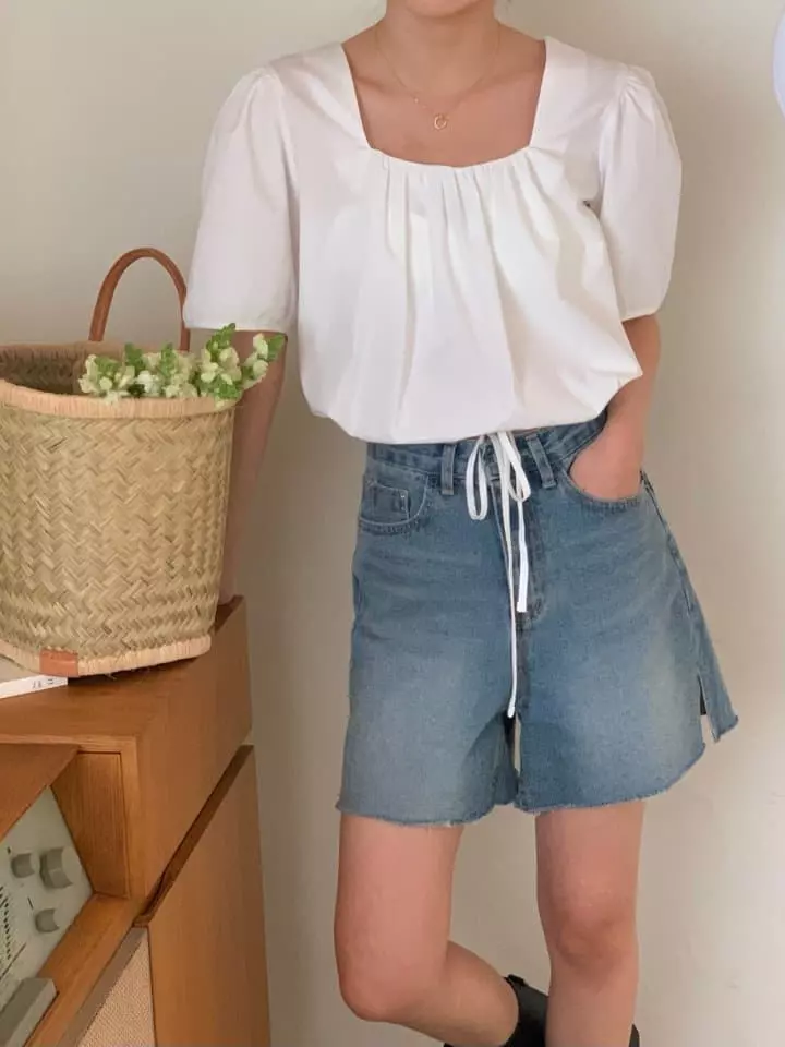 Atthismoment - Korean Women Fashion - #restrostyle - Top Shirring Blouse - 4