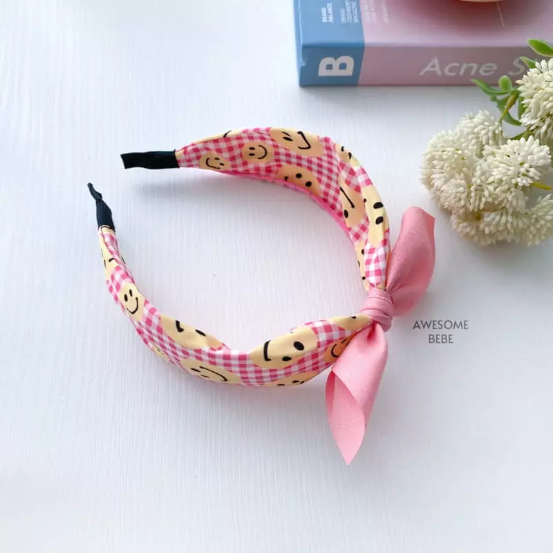Awesome Bebe - Korean Children Fashion - #littlefashionista - Color Check Smile Ribbon Hairband - 10