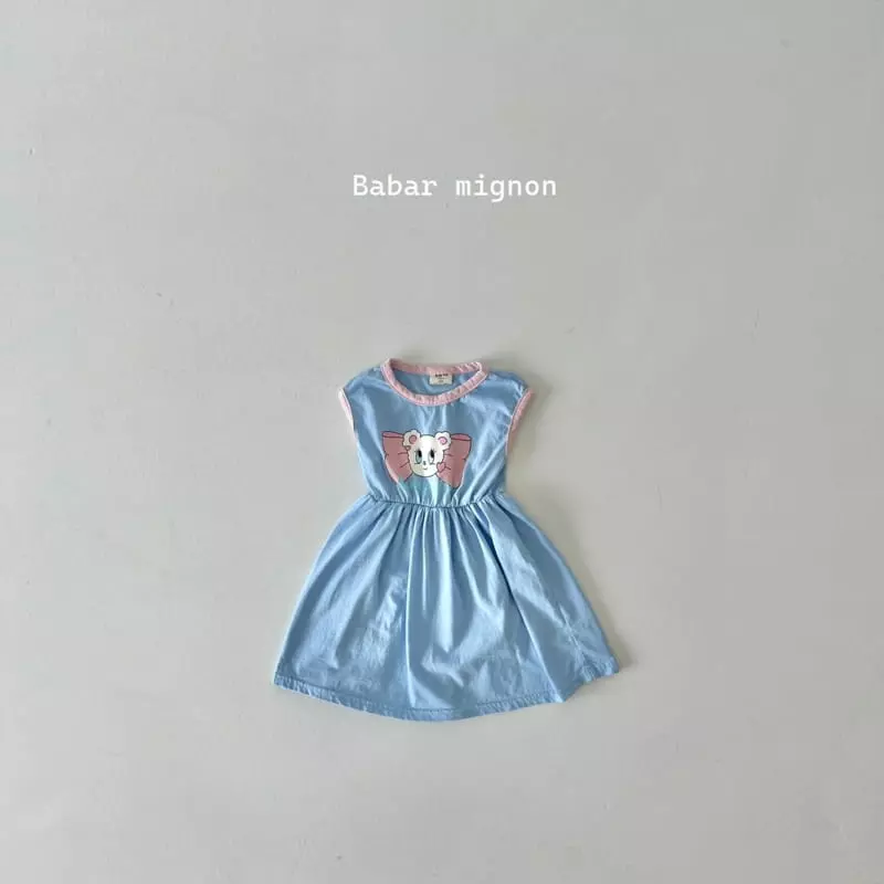 Babar Mignon - Korean Children Fashion - #prettylittlegirls - Ribbon Bear Line One-piece - 4