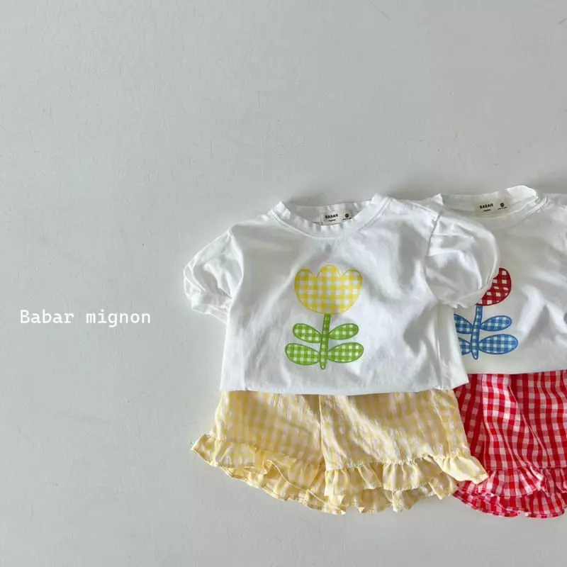 Babar Mignon - Korean Children Fashion - #childofig - Tulip Check Frill Top Bottom Set - 2