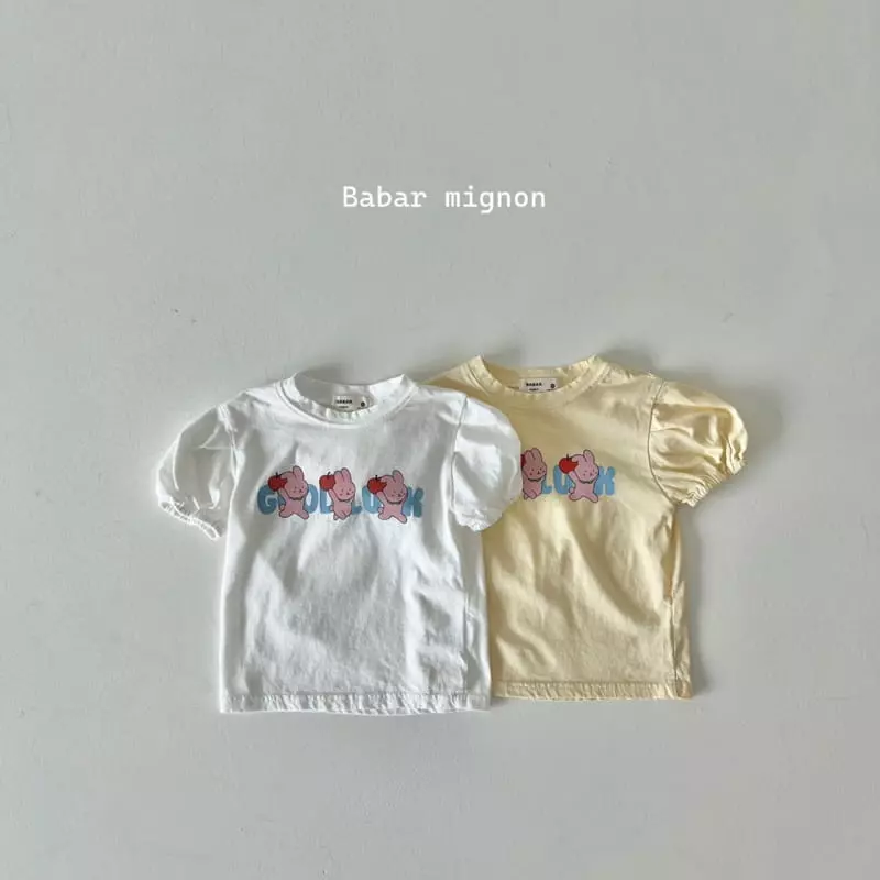 Babar Mignon - Korean Children Fashion - #discoveringself - Apple Rabbit Puff Tee