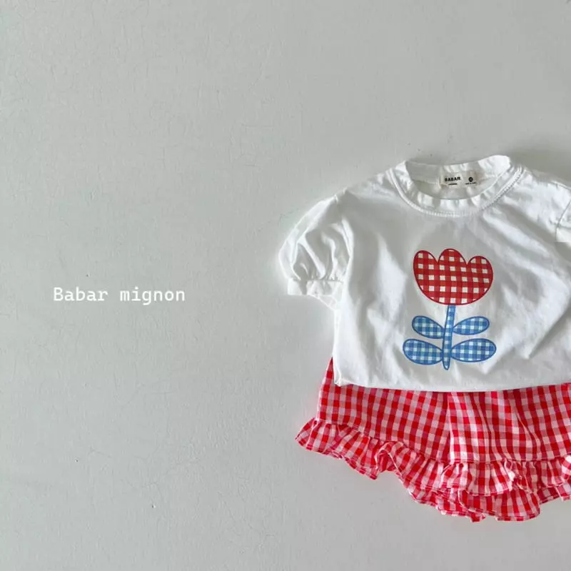Babar Mignon - Korean Children Fashion - #discoveringself - Tulip Check Frill Top Bottom Set - 6