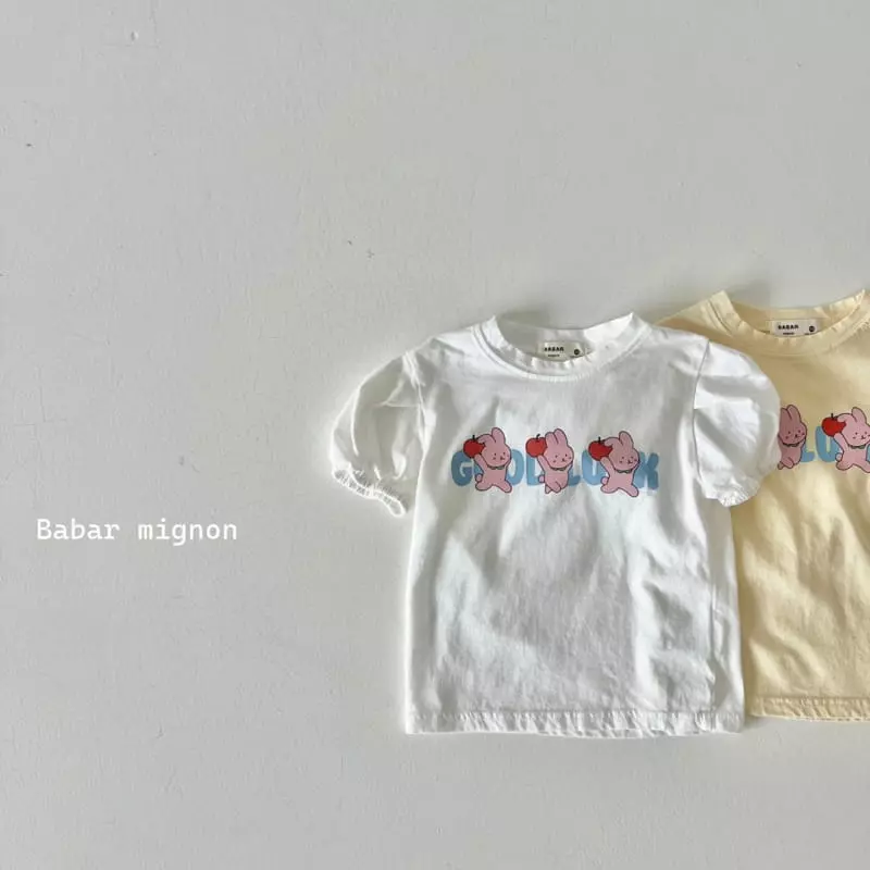 Babar Mignon - Korean Children Fashion - #fashionkids - Apple Rabbit Puff Tee - 2