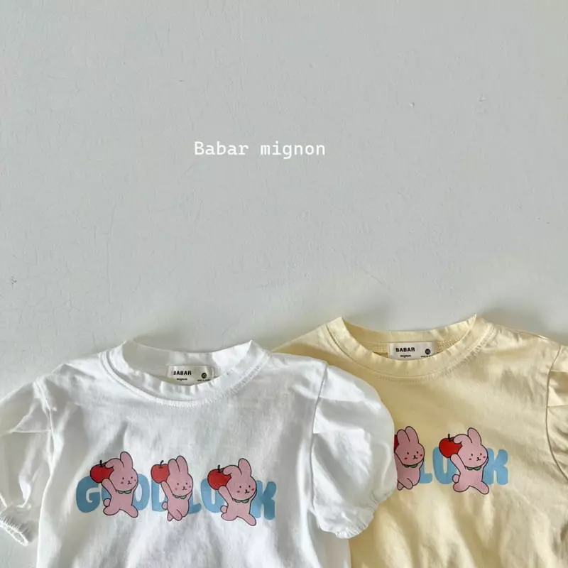 Babar Mignon - Korean Children Fashion - #kidsshorts - Apple Rabbit Puff Tee - 3