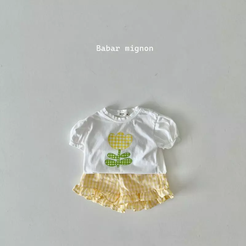 Babar Mignon - Korean Children Fashion - #kidsstore - Tulip Check Frill Top Bottom Set - 9