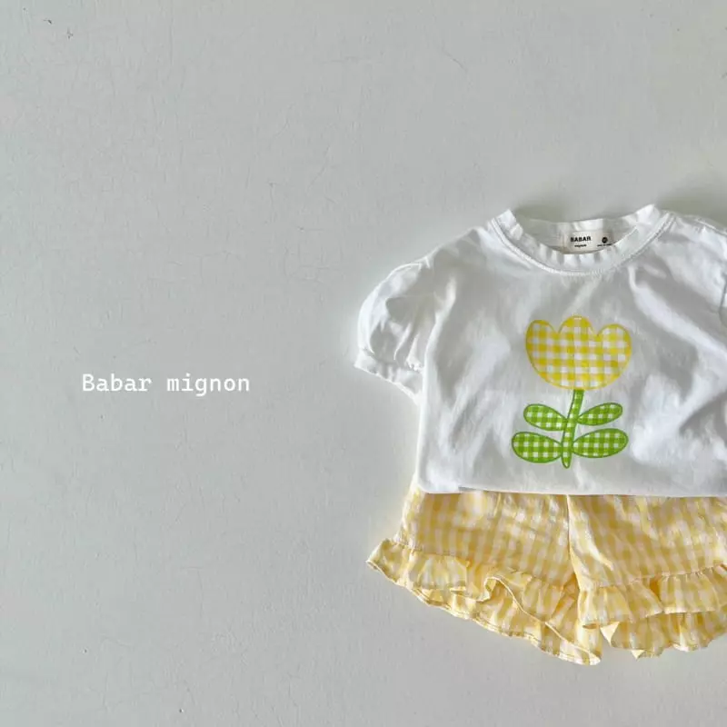 Babar Mignon - Korean Children Fashion - #kidzfashiontrend - Tulip Check Frill Top Bottom Set - 10