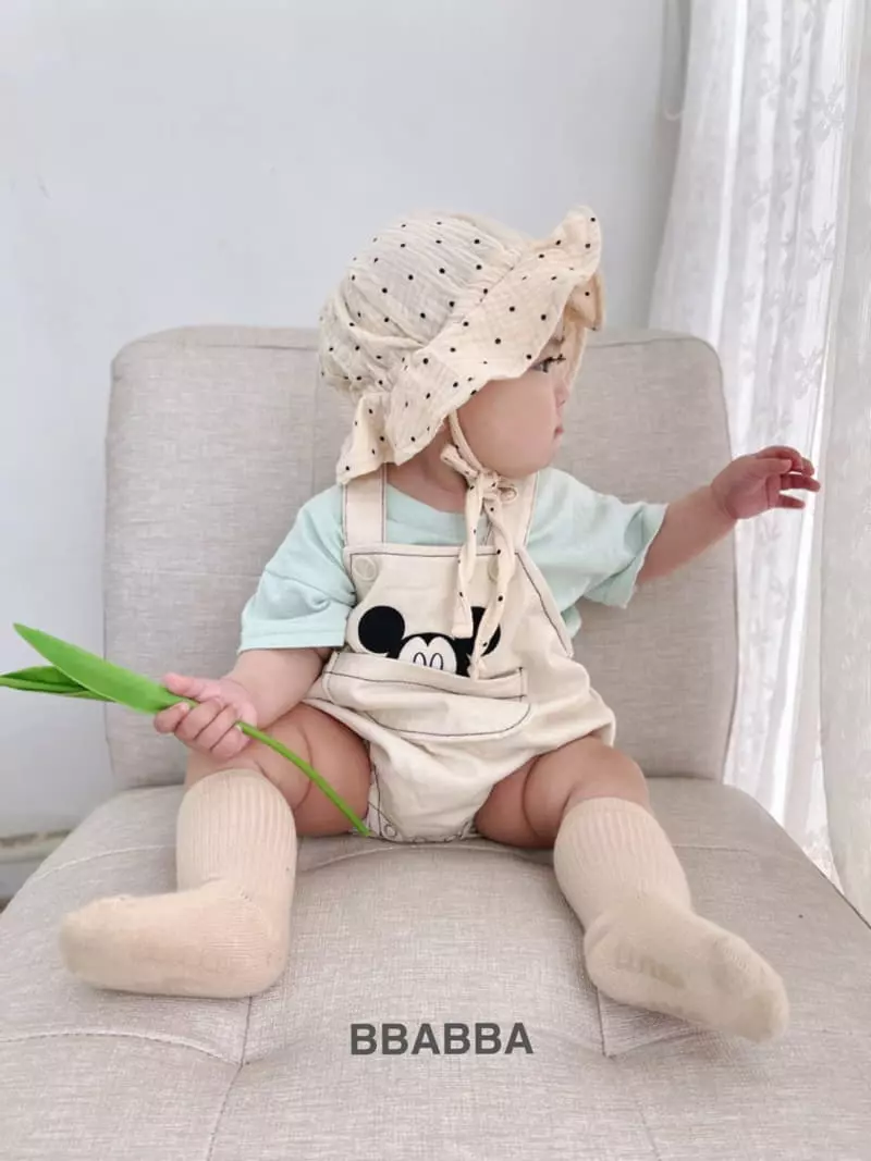 Bbabba - Korean Baby Fashion - #onlinebabyshop - M Embrodiery Dungarees Bodysuit - 6