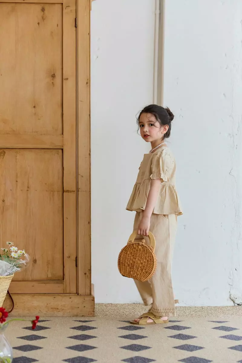 Berry Berry - Korean Children Fashion - #kidsstore - Linen Wave Top Bottom Set - 6