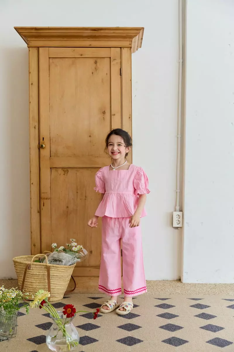 Berry Berry - Korean Children Fashion - #kidzfashiontrend - Linen Wave Top Bottom Set - 7