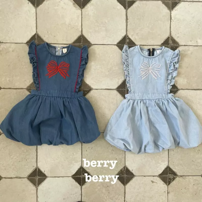 Berry Berry - Korean Children Fashion - #todddlerfashion - Ribbon Embrodiery One-piece