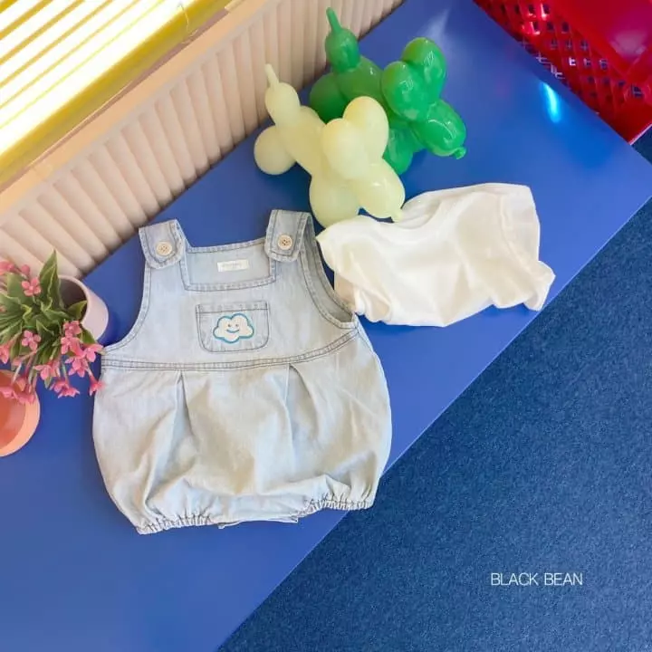 Black Bean - Korean Baby Fashion - #babyclothing - Cloud Dungarees Set - 6