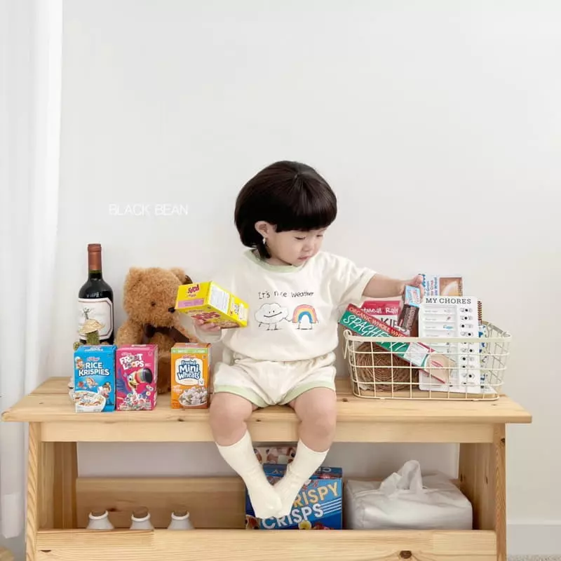 Black Bean - Korean Baby Fashion - #babyfever - Sky Bebe Top Bottom Set - 3