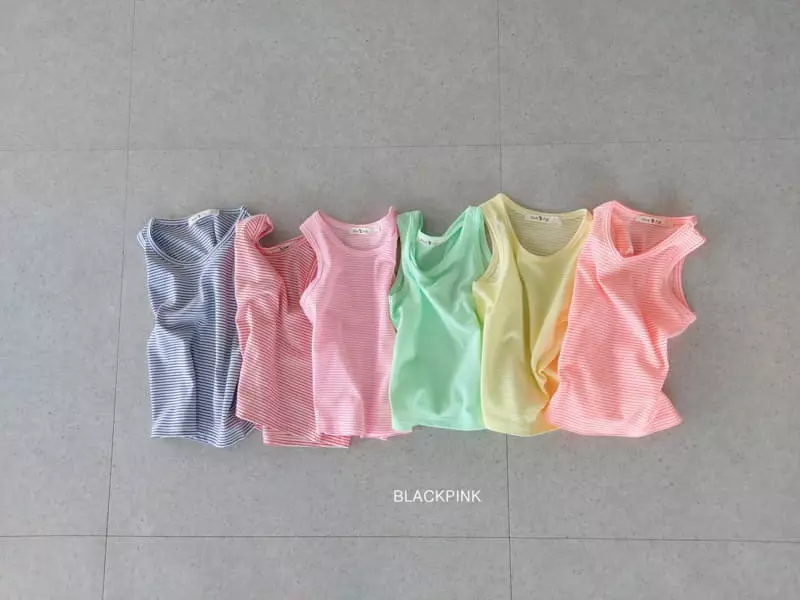 Black Pink - Korean Children Fashion - #Kfashion4kids - Stripes Sleeveless