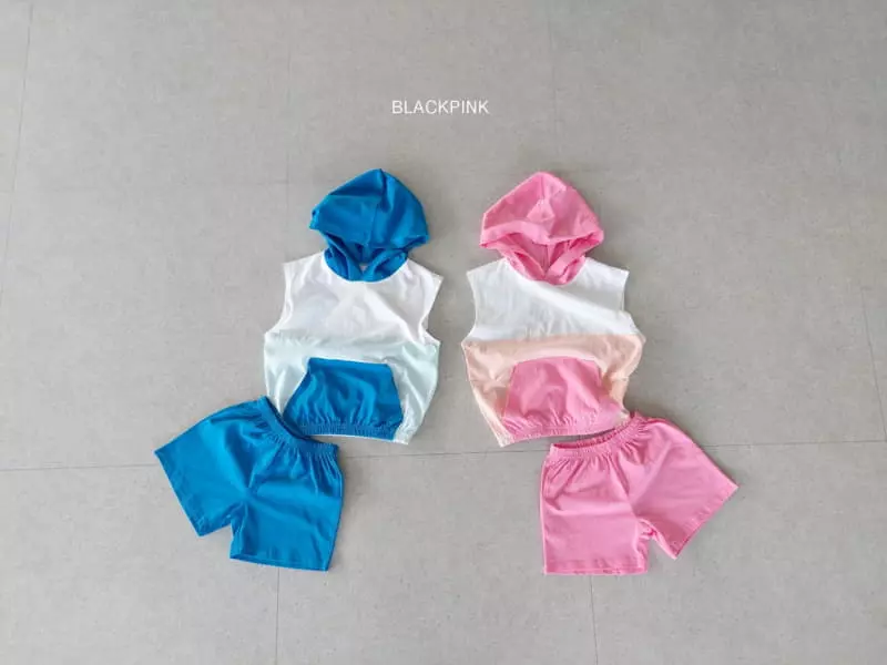 Black Pink - Korean Children Fashion - #childofig - Mogan Sleeveless Hoody Top Bottom Set - 2