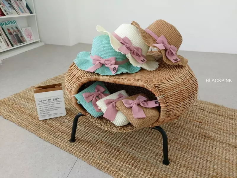 Black Pink - Korean Children Fashion - #childrensboutique - Ribbon Hat Bag Set