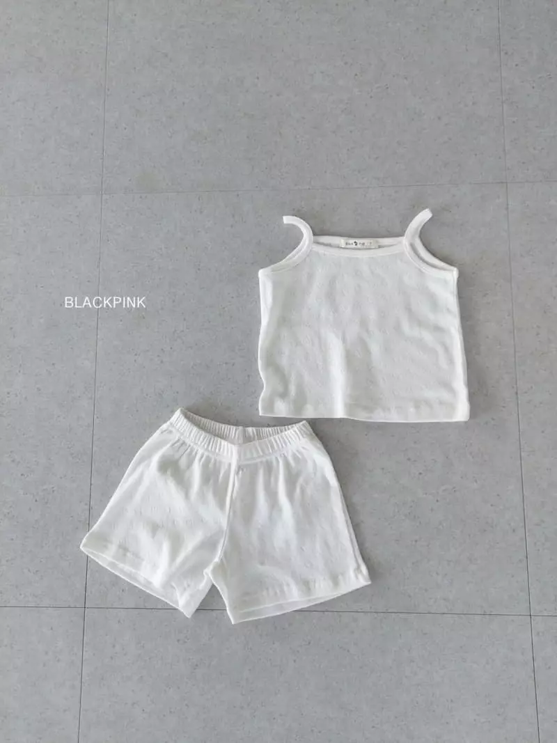 Black Pink - Korean Children Fashion - #designkidswear - Lovely String Sleeveless Top Bottom Set - 6