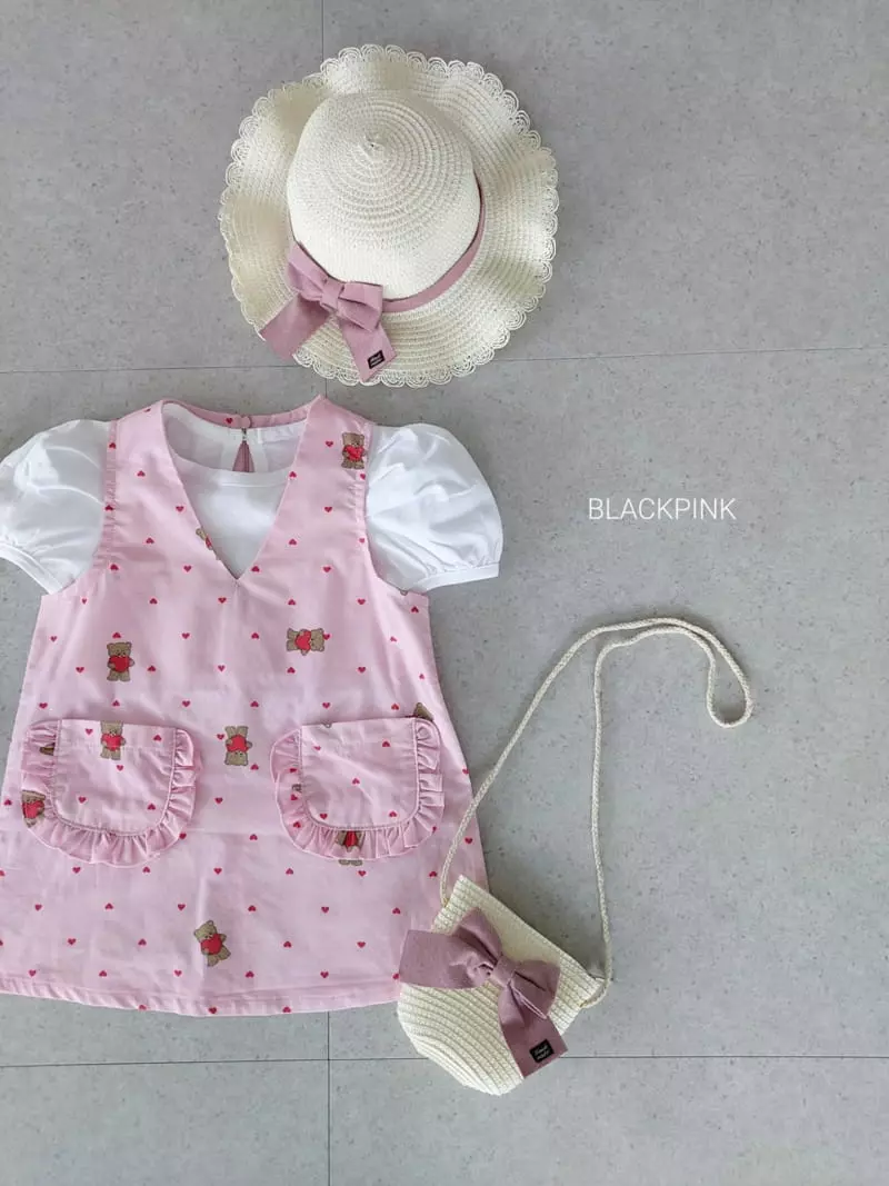 Black Pink - Korean Children Fashion - #discoveringself - Heart Bear One-piece - 12