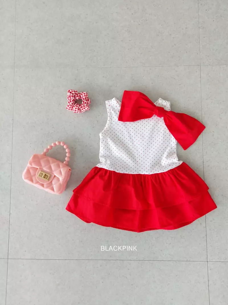 Black Pink - Korean Children Fashion - #kidsshorts - Dot Frill One-piece - 5