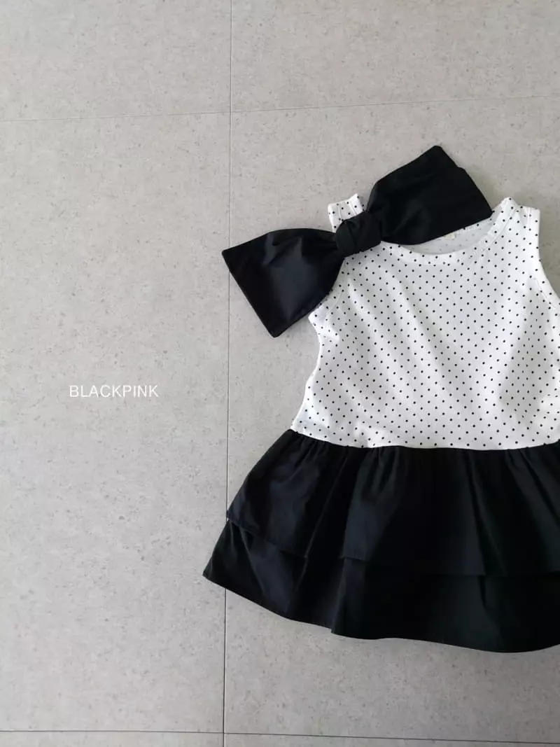Black Pink - Korean Children Fashion - #littlefashionista - Dot Frill One-piece - 9