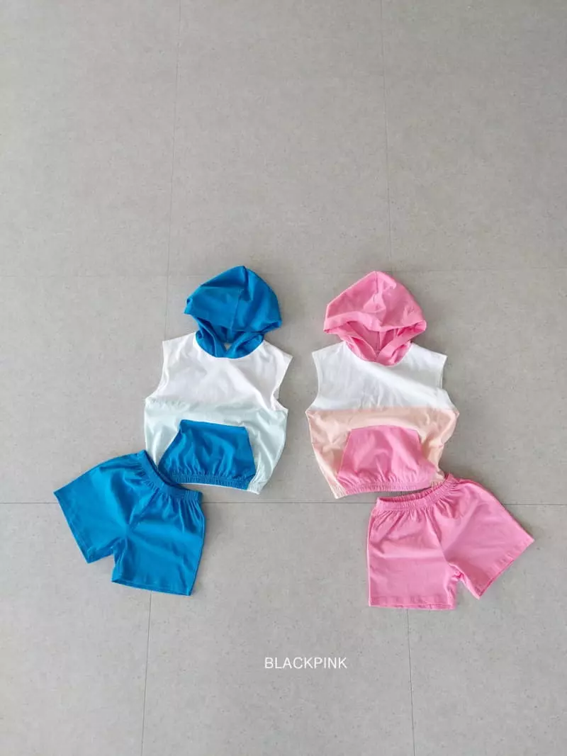Black Pink - Korean Children Fashion - #prettylittlegirls - Mogan Sleeveless Hoody Top Bottom Set