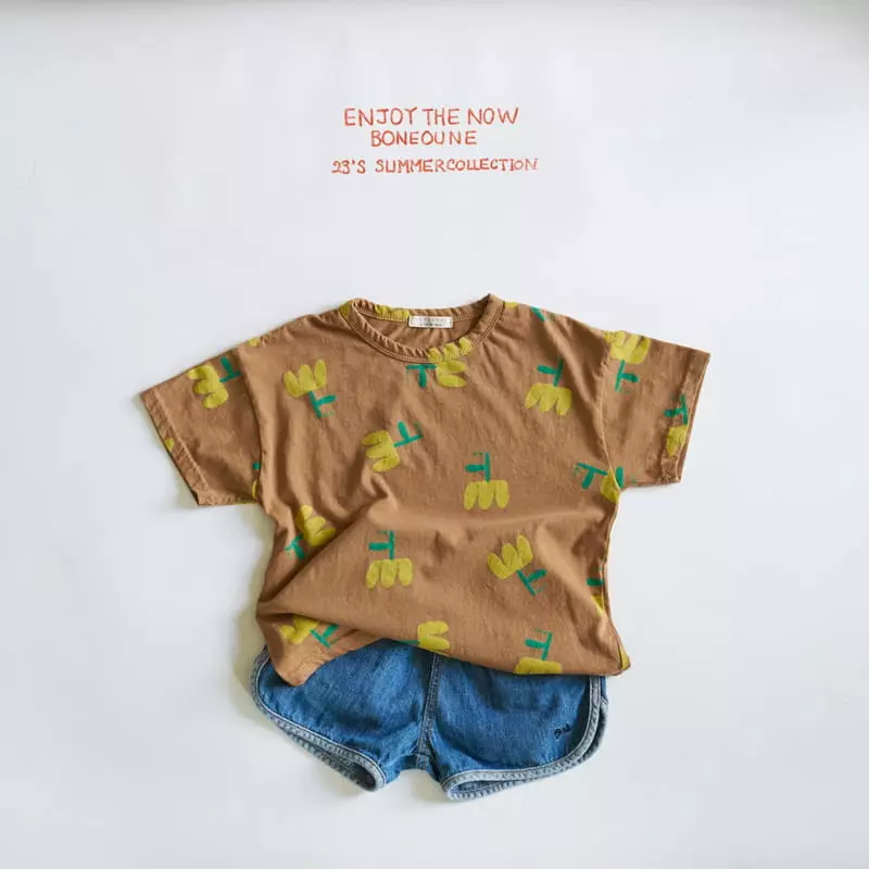 Boneoune - Korean Children Fashion - #kidsshorts - Flower Tee