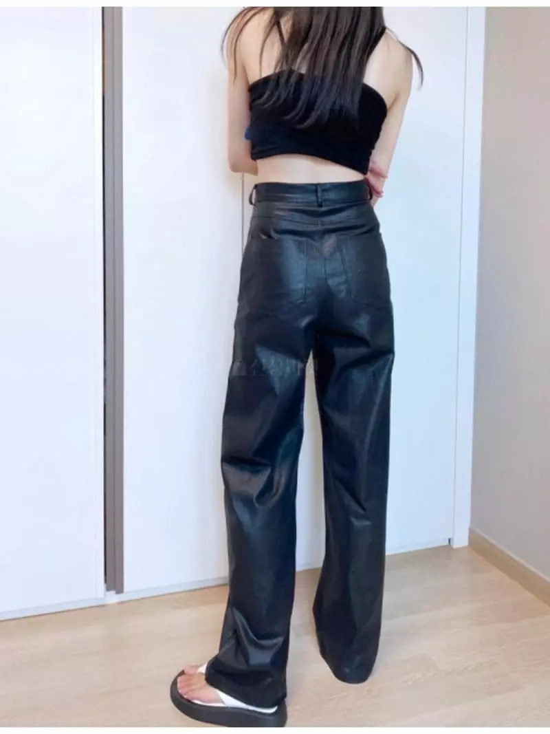 Buckle - Korean Women Fashion - #shopsmall - Glossy Pants - 4