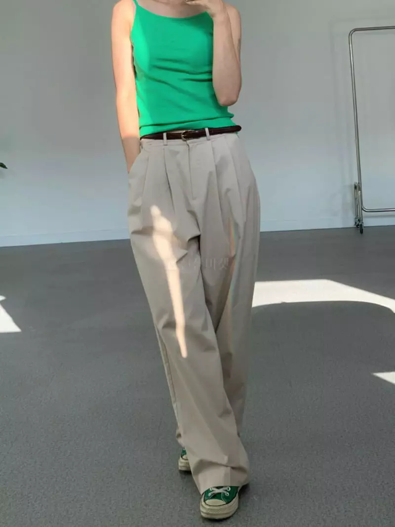 Buckle - Korean Women Fashion - #womensfashion - Two Tuck Pants - 8