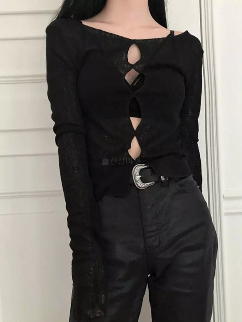 Buckle - Korean Women Fashion - #womensfashion - Wave Knit Tee - 6